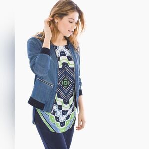 Chico’s Blue Zenergy Bomber Jacket Size 1 (Medium)